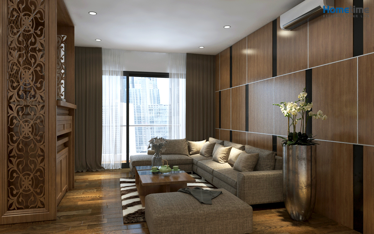 Thiết kế phòng khách chung cư Hoàng Huy Hải Phòng chú Tiến 