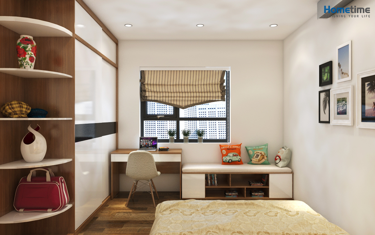 Thiết kế phòng ngủ nhỏ xinh chung cư Hoàng Huy